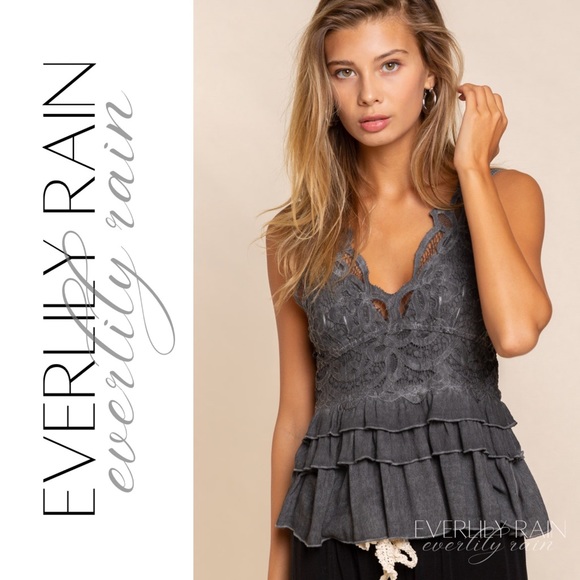 POL Beautiful Lace Detail Ruffled Tank Top - Picture 2 of 10
